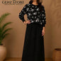 Black Floral Printed Two-Piece Dress for Women