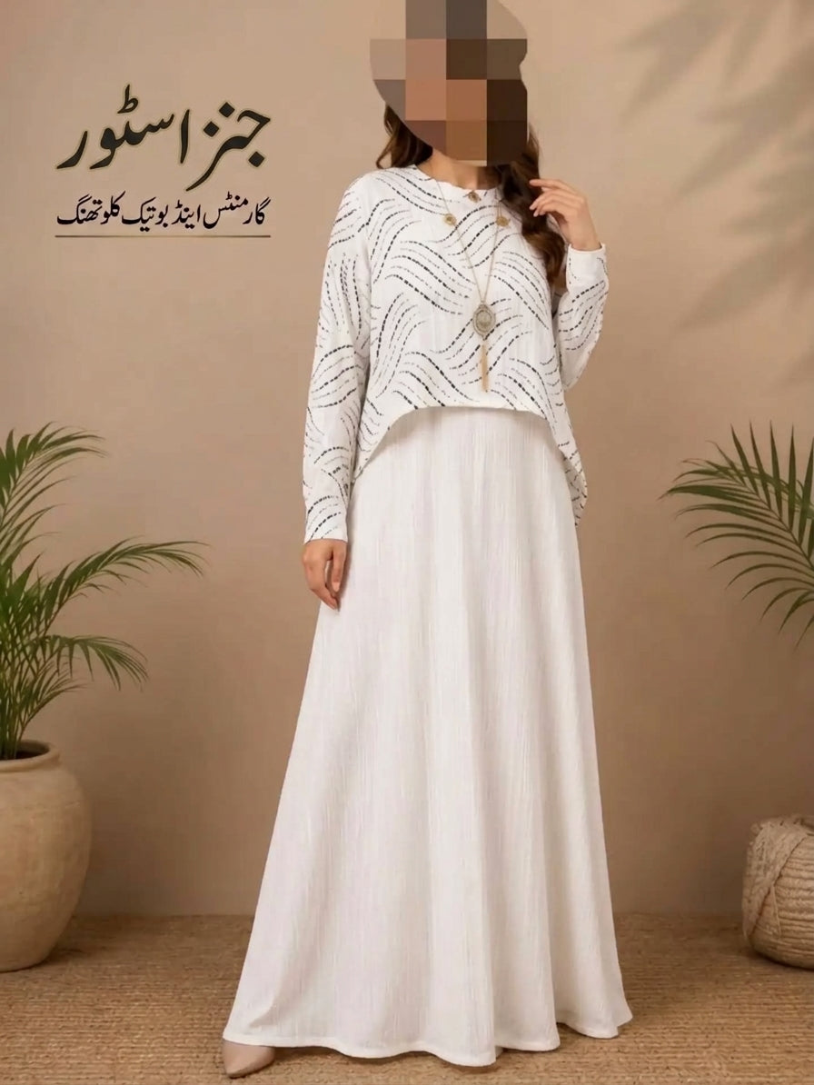 Elegant White Printed Maxi Dress for Women