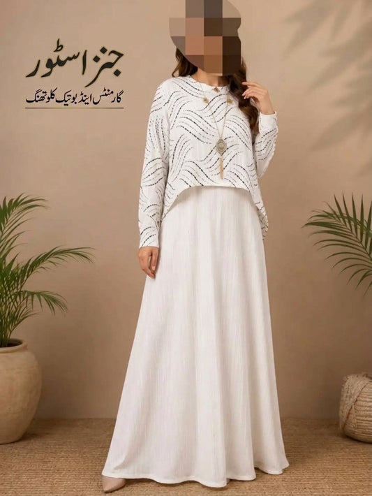 Elegant White Printed Maxi Dress for Women