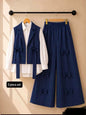 Navy Blue Bow Detail 3-Piece Set for Women